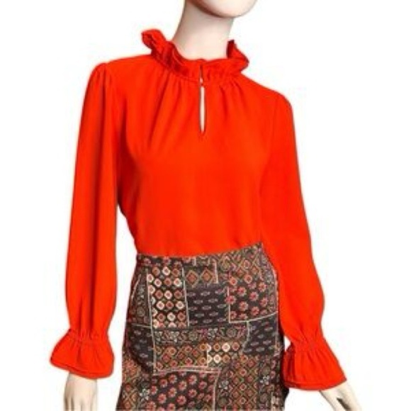 J. Crew  Ruffled Blouse with Long Sleeves Size Large - Picture 1 of 3